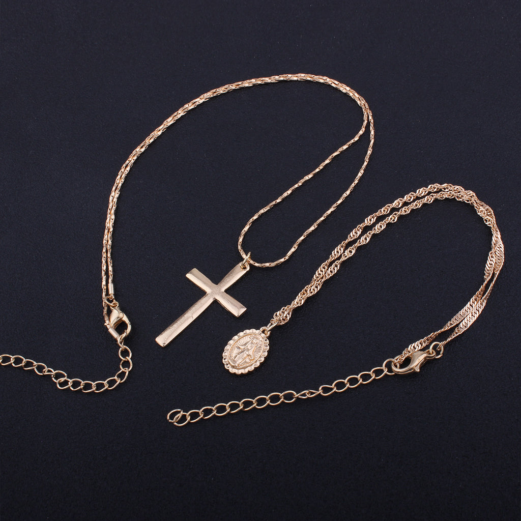 Ágata - Collar Multicapa Cruz y Monedas