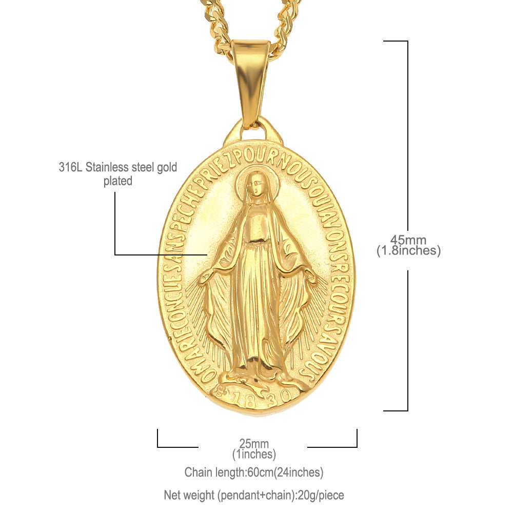 Emmanuel - Colgante Cruz y Virgen María Unisex