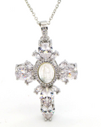 Lourdes - Colgante Cruz y Virgen María Dorado