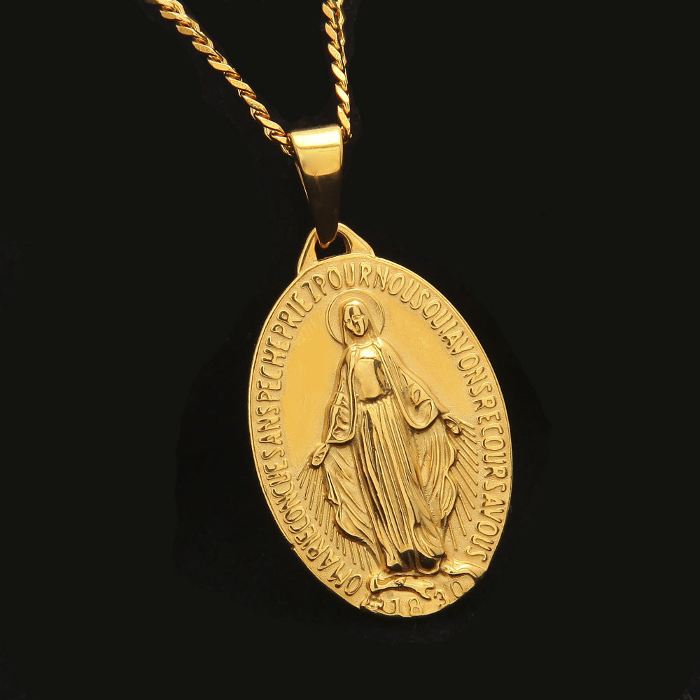 Emmanuel - Colgante Cruz y Virgen María Unisex
