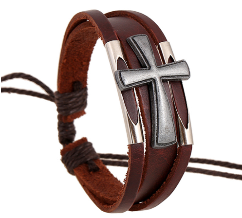 Francisco - Pulsera Religiosa de Cuero